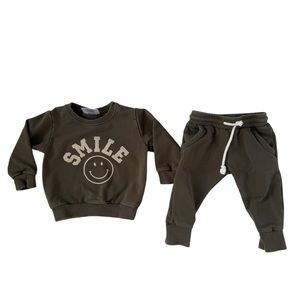 Mebie Baby Oliver Green Smile Sweatshirt Sweatpants Set 6-12M